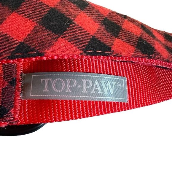 Top Paw Buffalo Plaid Dog Collar Size XL X-Large Red Black Holiday D-Ring - Picture 3 of 3